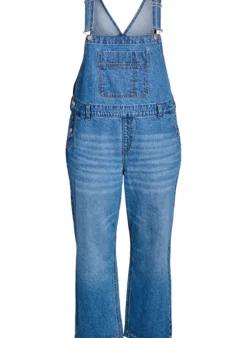 Jeans-Latzhose mit weitem Bein