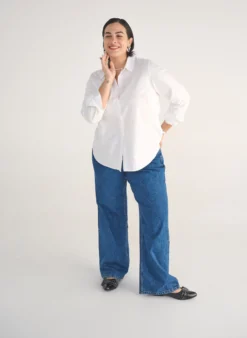 Jeans mit weitem Bein und hohem Bund