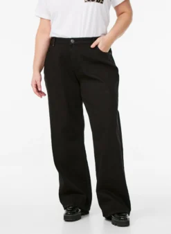 Jeans mit weitem Bein und hohem Bund