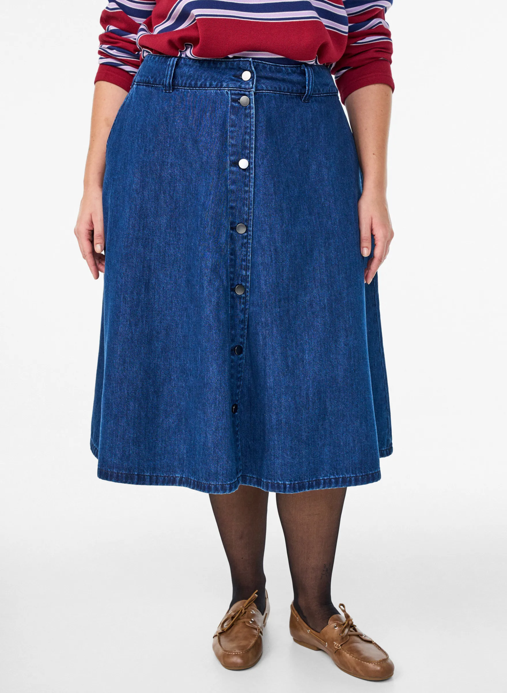 Jeansrock in A-Linie mit Knopfleiste