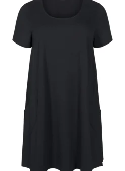 Jerseykleid mit kurzen Ärmeln und Taschen
