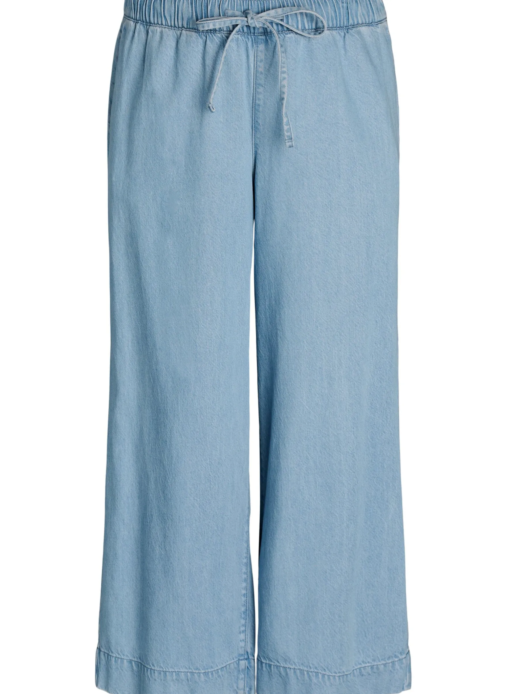 Joggers aus Denim mit weitem Bein und hoher Taille