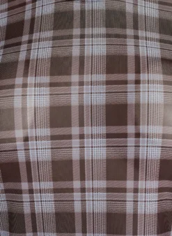 Karierte Bluse aus Mesh
