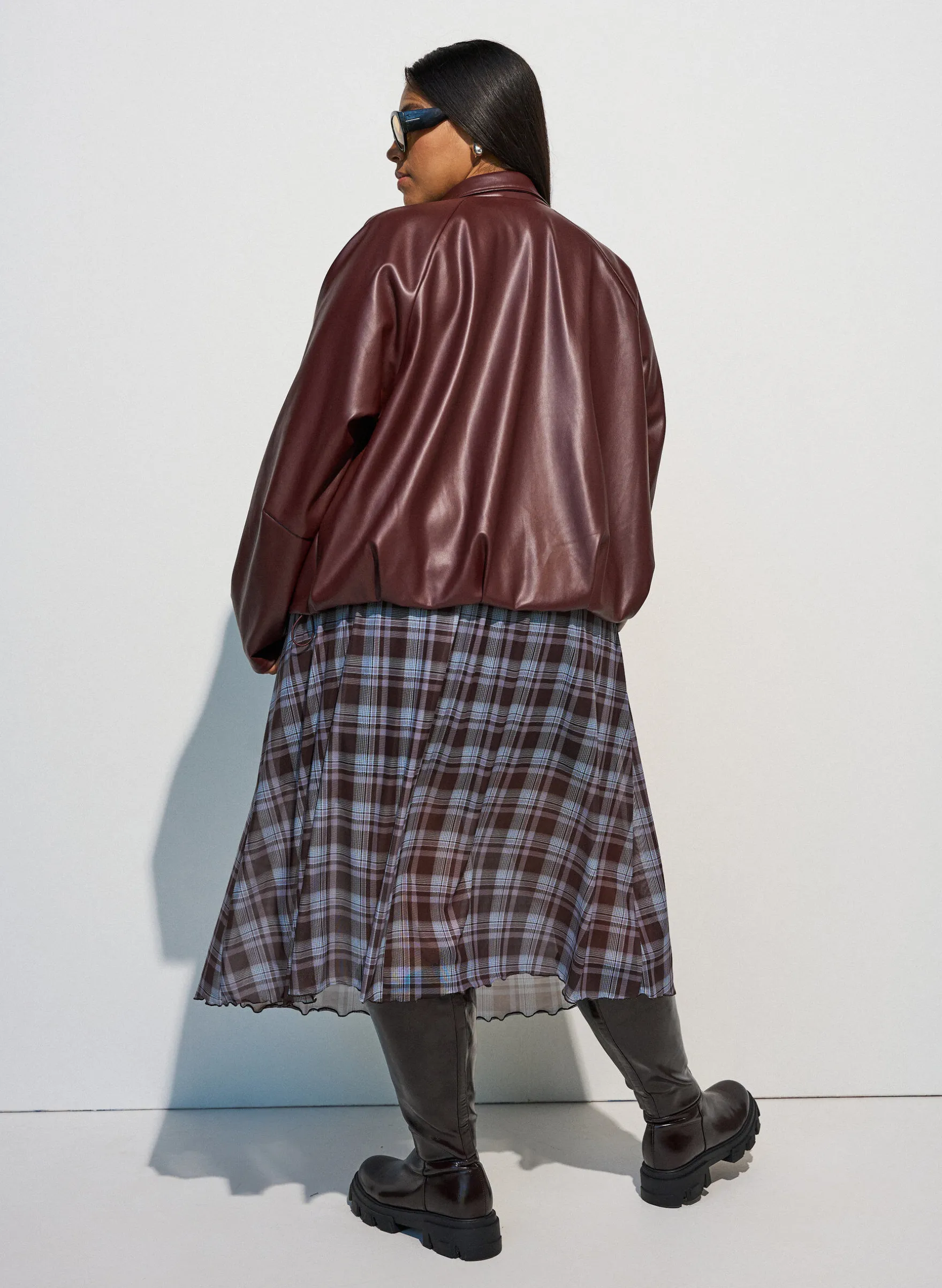 Karierter Midi-Rock aus Mesh