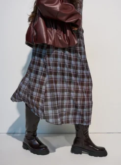 Karierter Midi-Rock aus Mesh