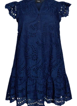 Kleid aus Broderie Anglaise mit Rüschenärmeln