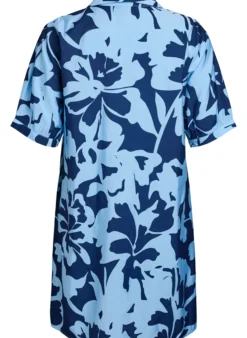 Kleid in Knielänge mit Print und V-Ausschnitt