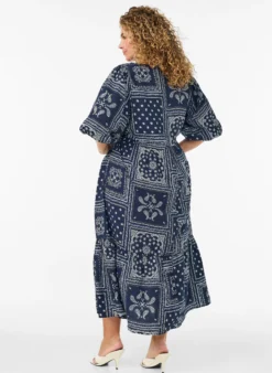 Knöchellanges Kleid aus Viskose mit Paisley-Print und kurzen Ärmeln