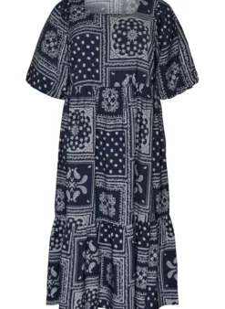 Knöchellanges Kleid aus Viskose mit Paisley-Print und kurzen Ärmeln
