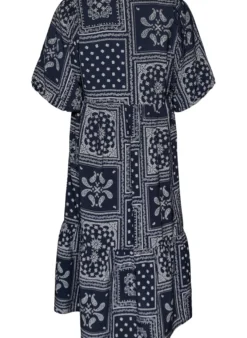 Knöchellanges Kleid aus Viskose mit Paisley-Print und kurzen Ärmeln