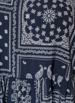 Knöchellanges Kleid aus Viskose mit Paisley-Print und kurzen Ärmeln