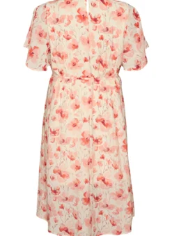 Knöchellanges Kleid mit Flügelärmeln und Bindegürtel