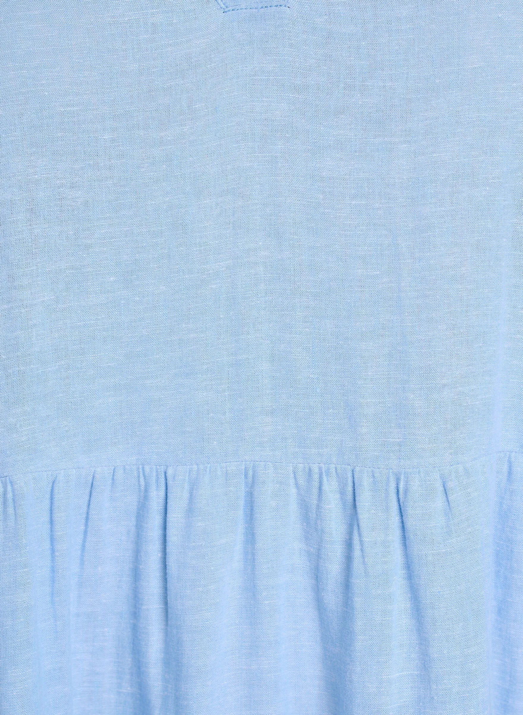 Knielanges A-Linien-Kleid aus Leinen und Viskose