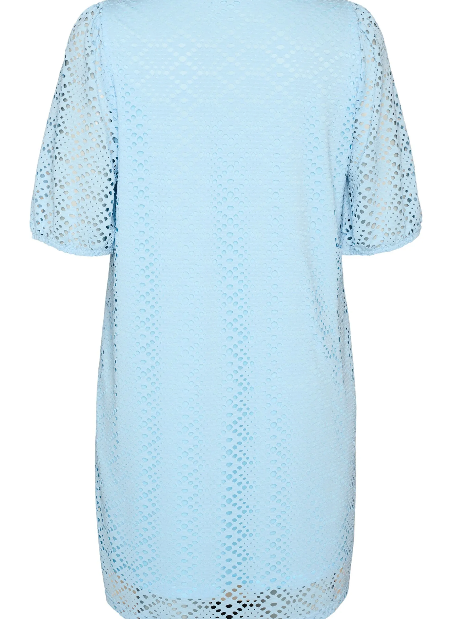 Knielanges Kleid mit Lochmuster und kurzen Ärmeln
