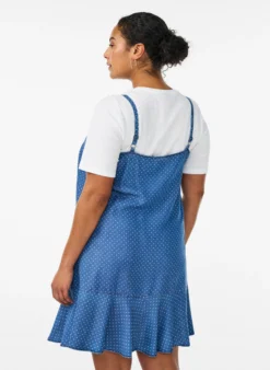 Knielanges Trägerkleid aus TENCEL™ Lyocell in Denim-Optik