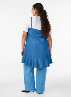 Knielanges Trägerkleid aus TENCEL™ Lyocell in Denim-Optik