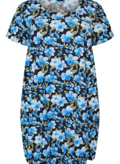 Kurzarm Baumwollkleid mit Print