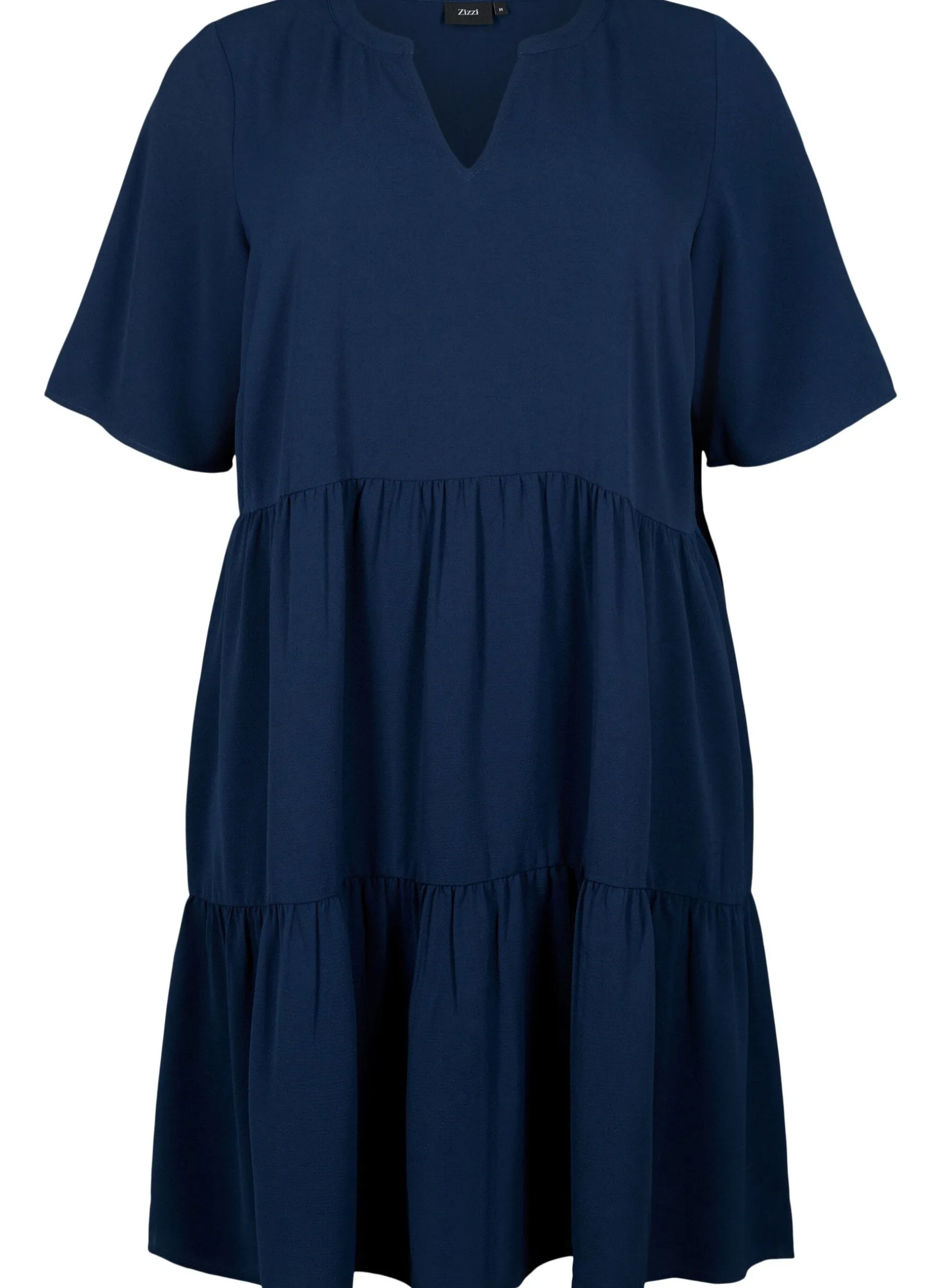 Kurzarmkleid in A-Linienform mit Schnittlinien