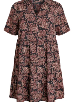 Kurzarmkleid mit A-Linie und Teilungsnähten