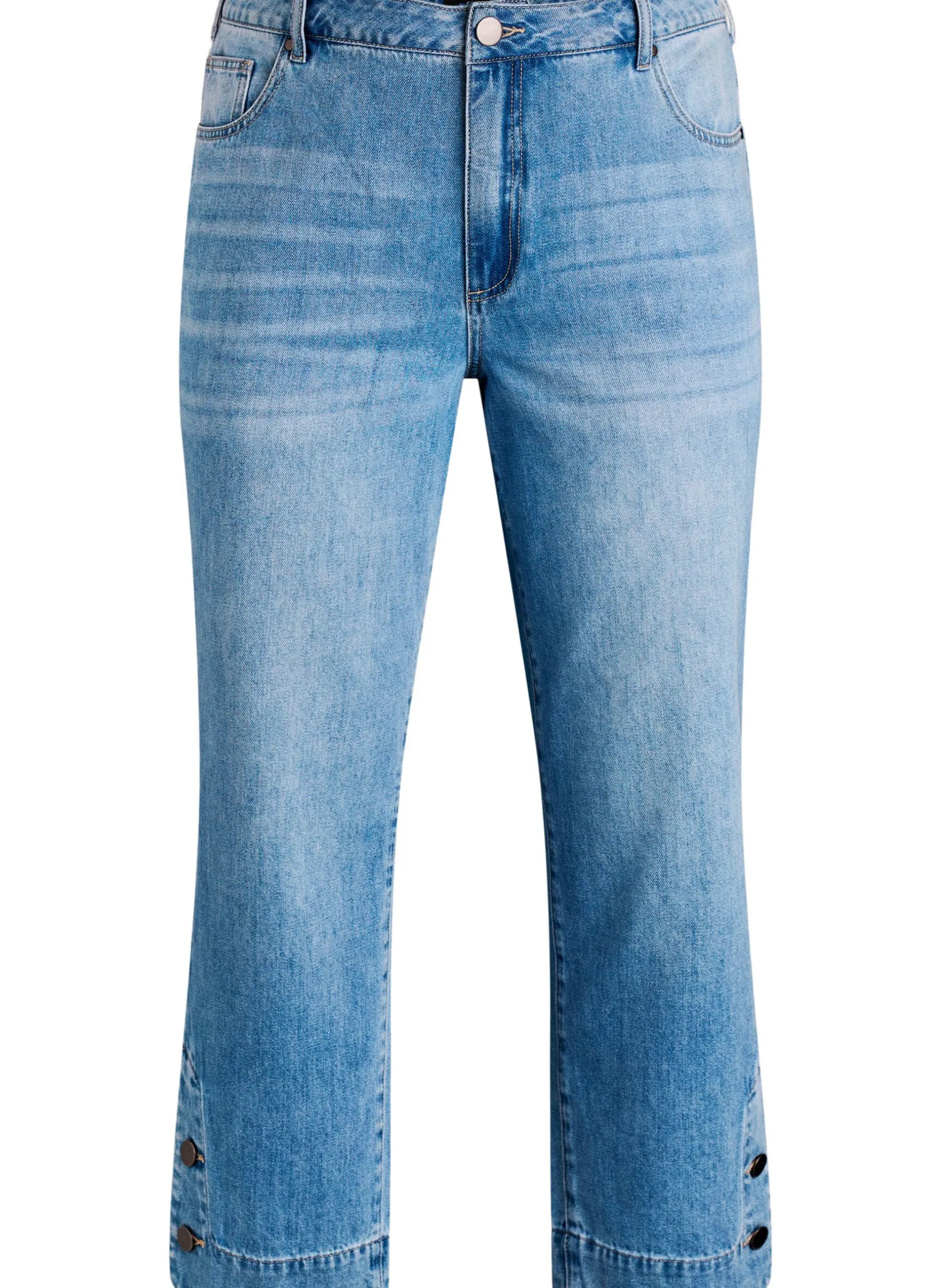 Kurze Kiana Jeans mit gerader Passform und Knopfdetails