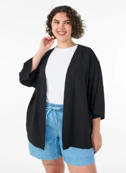 Kurzer Kimono aus Viskose mit 3/4-Ärmeln