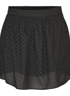 Kurzer Rock mit Broderie Anglaise und Gummizugbund