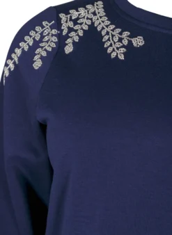 Kurzer Sweatshirt mit Perlendetails