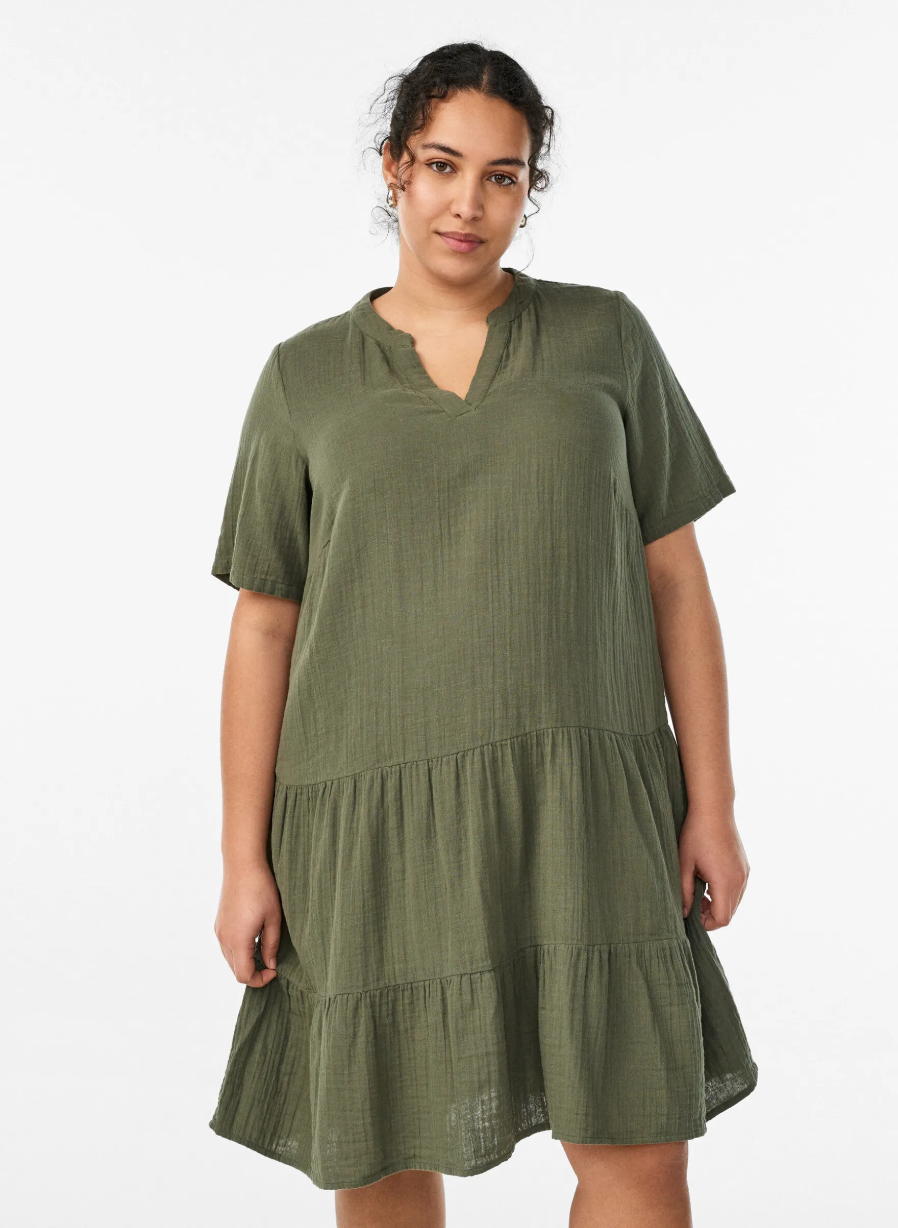 Kurzes A-Linien-Kleid aus Baumwollmusselin