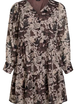 Kurzes A-Linien-Kleid mit geblümtem Print