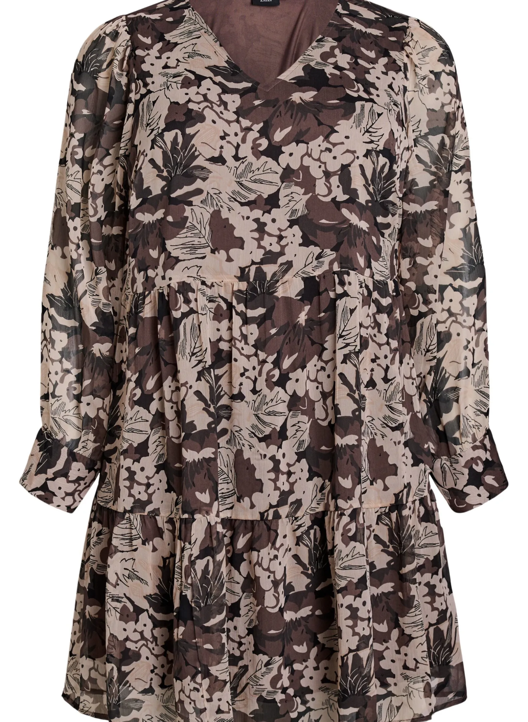 Kurzes A-Linien-Kleid mit geblümtem Print