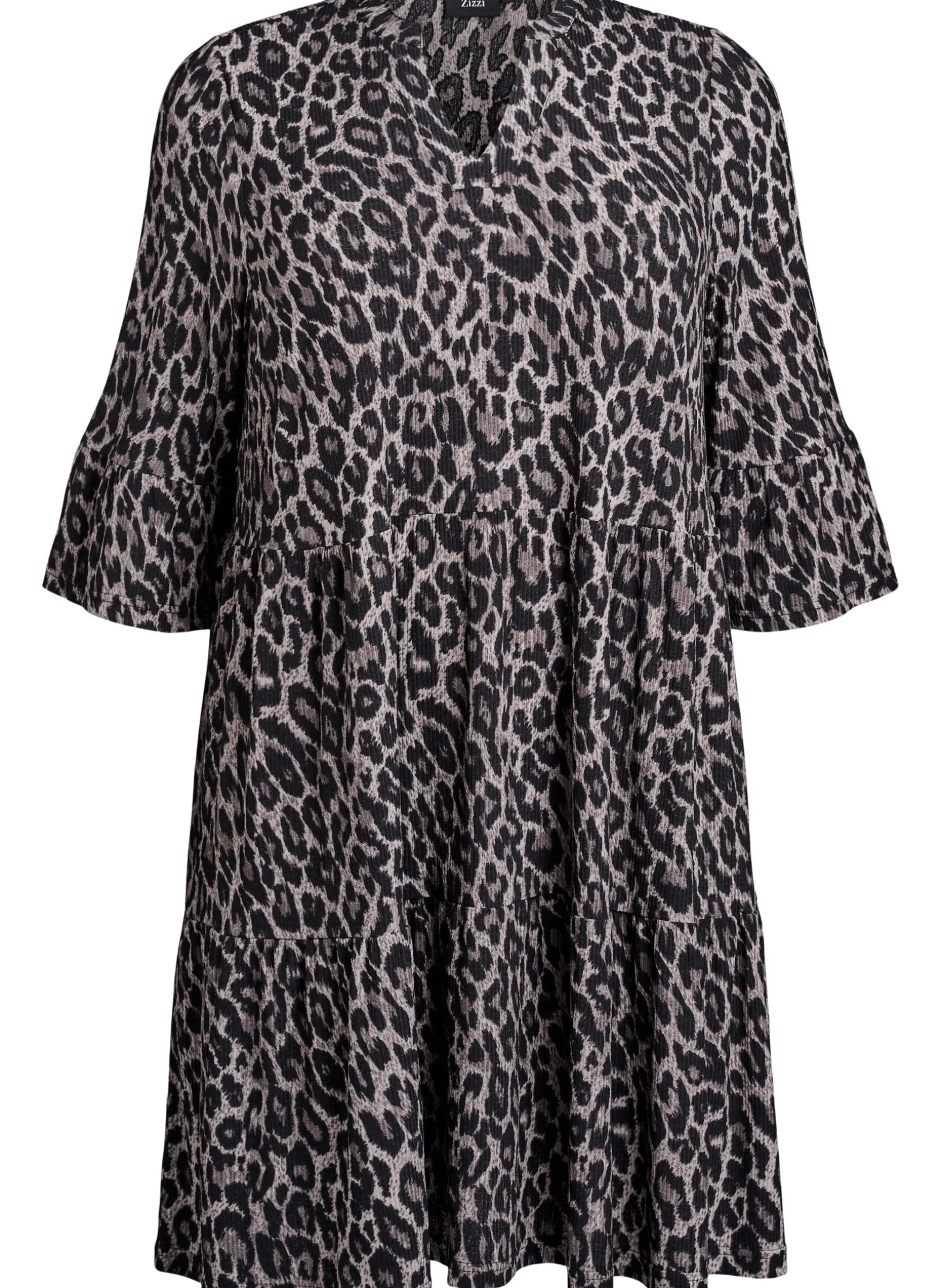 Kurzes A-Linien-Kleid mit Leopardenmuster