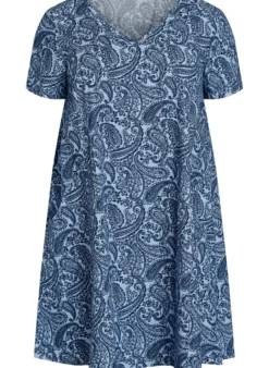 Kurzes A-Linien-Kleid mit Paisleymuster
