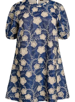 Kurzes A-Linien-Kleid mit Stickmuster