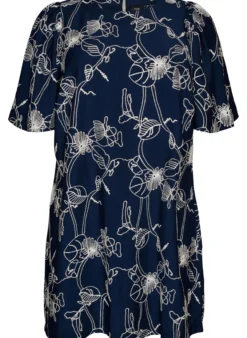 Kurzes A-Linienkleid mit Stickmuster