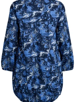Kurzes Baumwollkleid mit Gummisaum und langen Ärmeln
