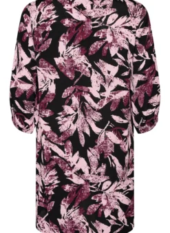 Kurzes geblümtes Kleid aus Viskose mit 3/4-Ärmeln
