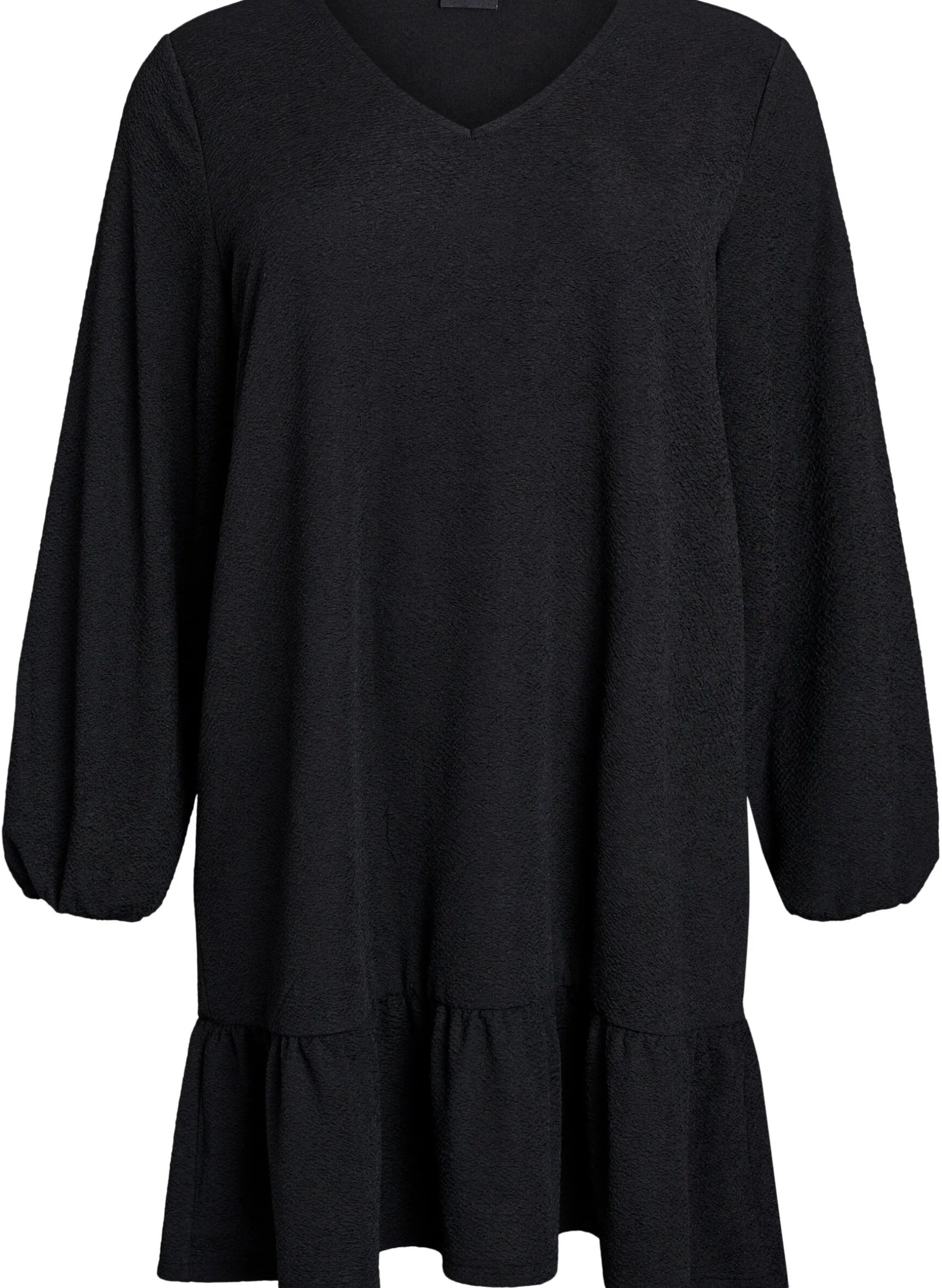 Kurzes, gemustertes Kleid mit Rüschen am Saum