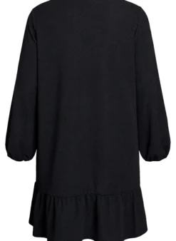 Kurzes, gemustertes Kleid mit Rüschen am Saum