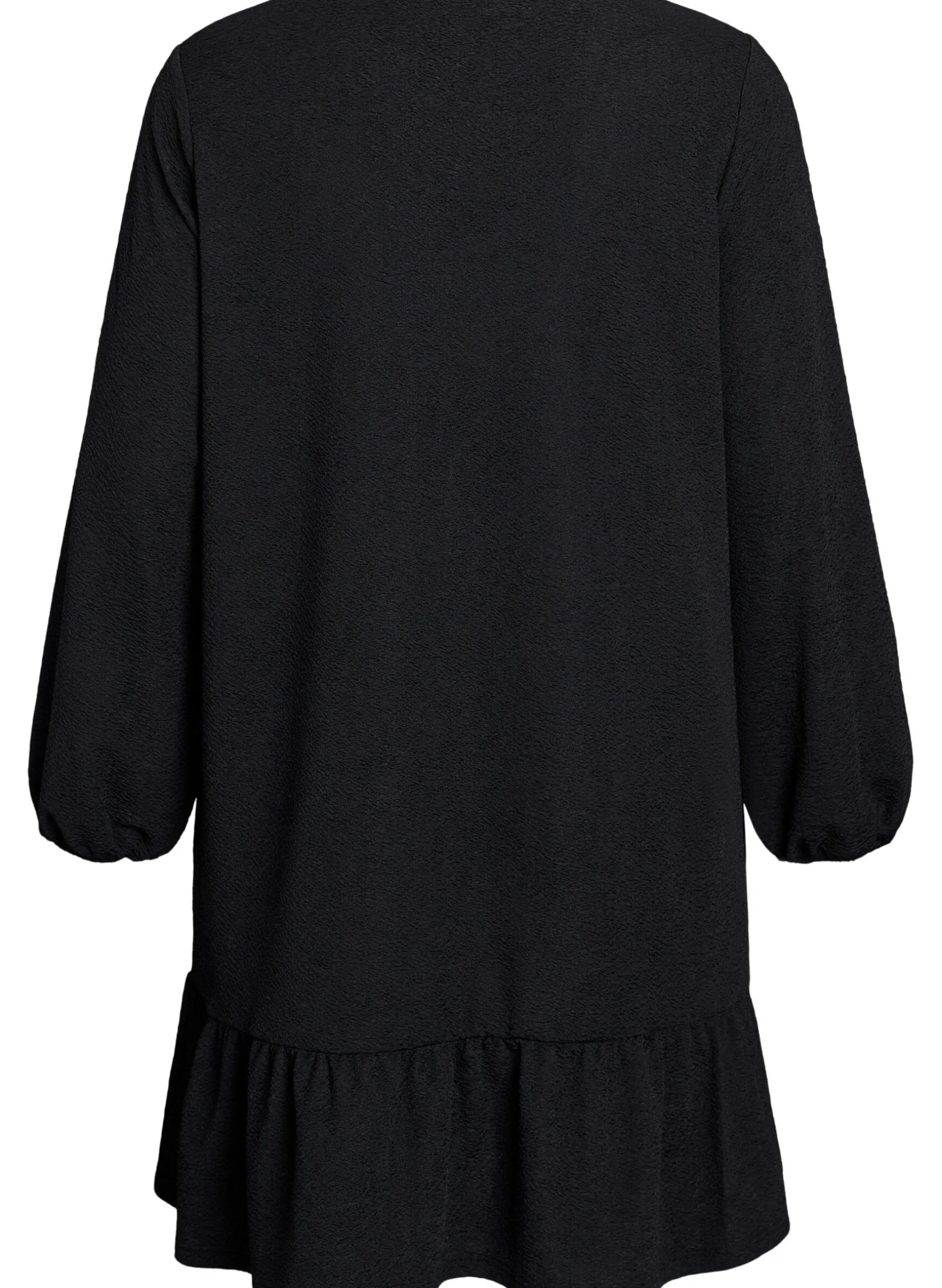 Kurzes, gemustertes Kleid mit Rüschen am Saum