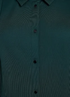 Kurzes Hemdblusenkleid aus Baumwolle mit 3/4-Ärmeln