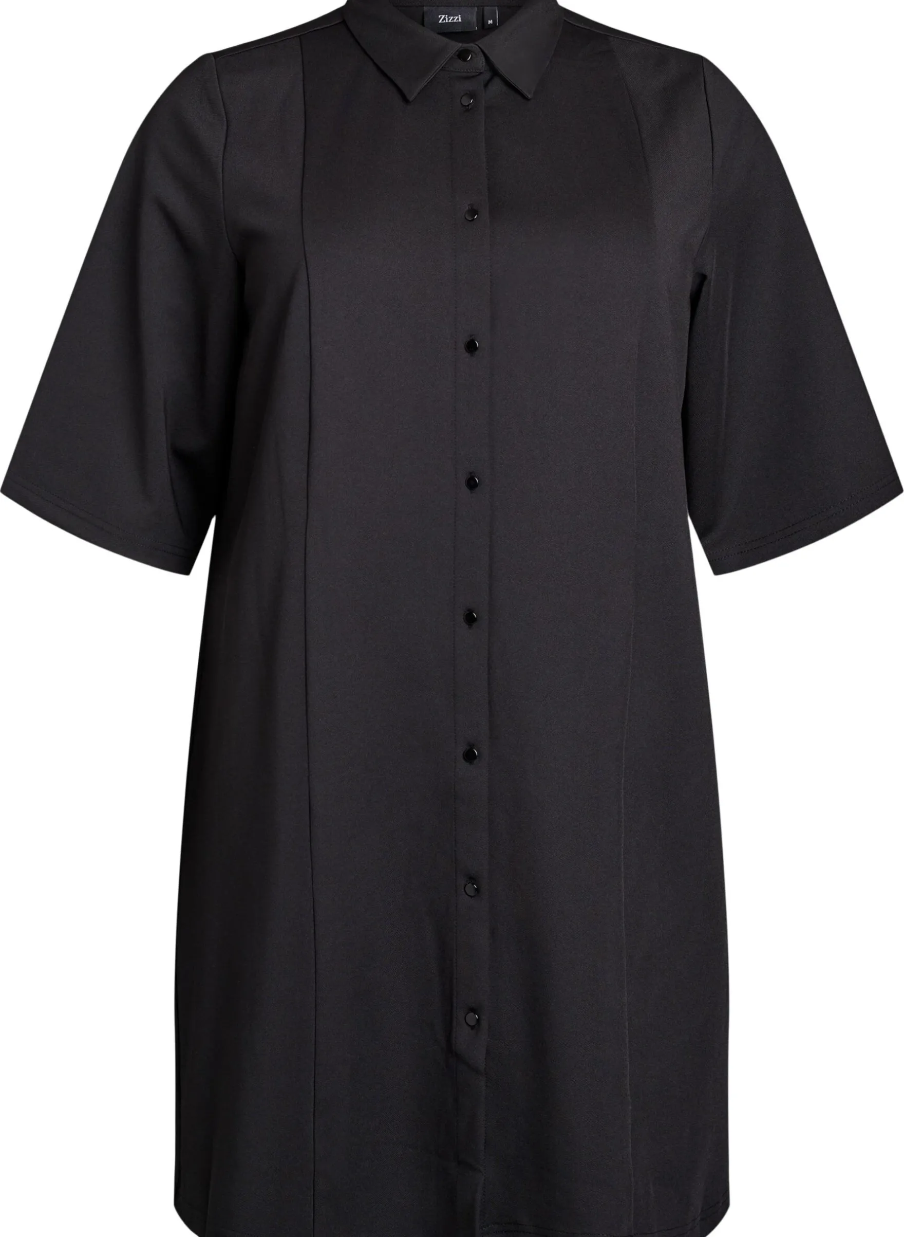 Kurzes Hemdblusenkleid aus Baumwolle mit 3/4-Ärmeln
