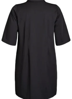 Kurzes Hemdblusenkleid aus Baumwolle mit 3/4-Ärmeln