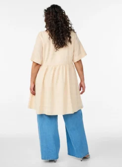 Kurzes Hemdblusenkleid mit Karomuster und 1/2-Ärmeln