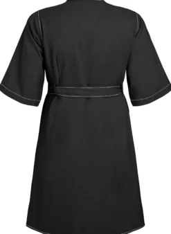 Kurzes Hemdblusenkleid mit Kontrastnähten und Bindegürtel