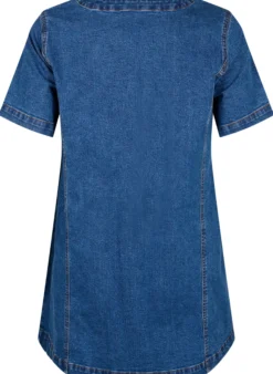 Kurzes Jeanskleid mit V-Ausschnitt