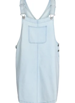 Kurzes Jeans-Latzkleid aus gestreifter Baumwolle