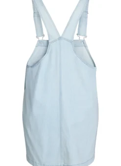 Kurzes Jeans-Latzkleid aus gestreifter Baumwolle