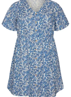 Kurzes Kleid aus Baumwolle mit Blumenprint