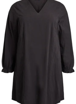 Kurzes Kleid aus Baumwolle mit V-Ausschnitt
