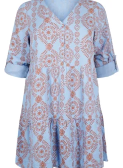 Kurzes Kleid aus gemustertem Baumwoll-Musselin
